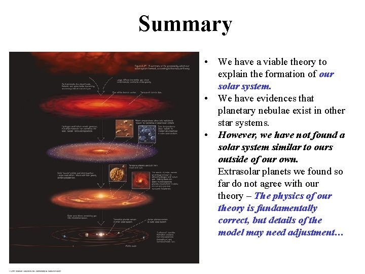 Summary • We have a viable theory to explain the formation of our solar