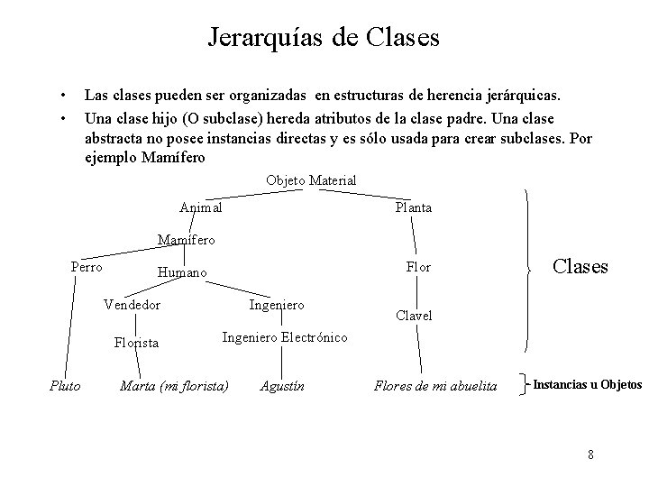 Jerarquías de Clases • • Las clases pueden ser organizadas en estructuras de herencia