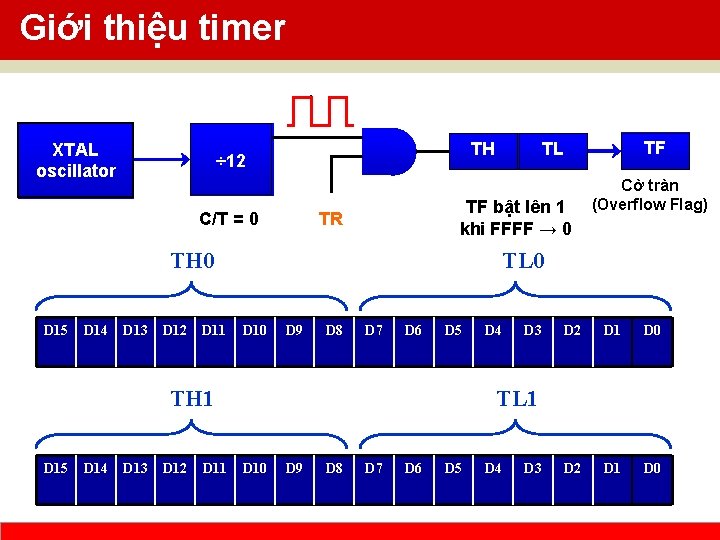Giới thiệu timer XTAL oscillator TH ÷ 12 C/T = 0 TF bật lên