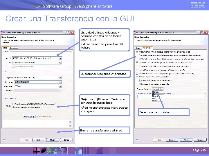 IBM Software Group | Web. Sphere software Crear una Transferencia con la GUI Lista