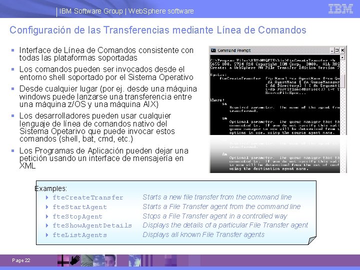 IBM Software Group | Web. Sphere software Configuración de las Transferencias mediante Línea de