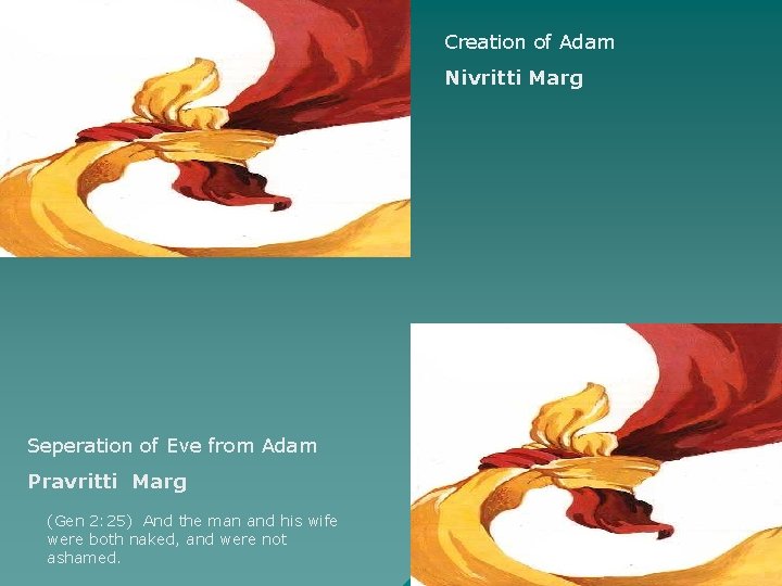 Creation of Adam Nivritti Marg Seperation of Eve from Adam Pravritti Marg (Gen 2: