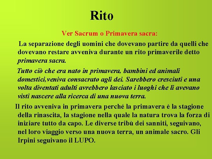 Rito Ver Sacrum o Primavera sacra: La separazione degli uomini che dovevano partire da