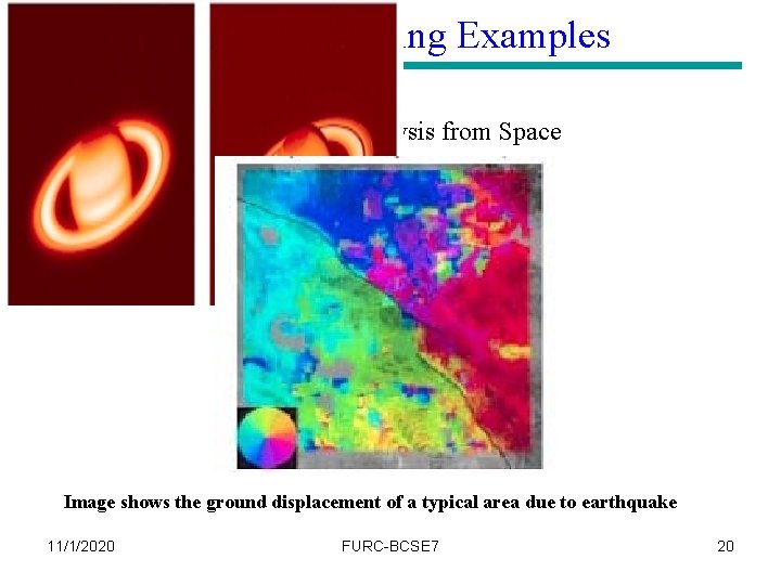 Image Processing Examples Earthquake Analysis from Space Image shows the ground displacement of a