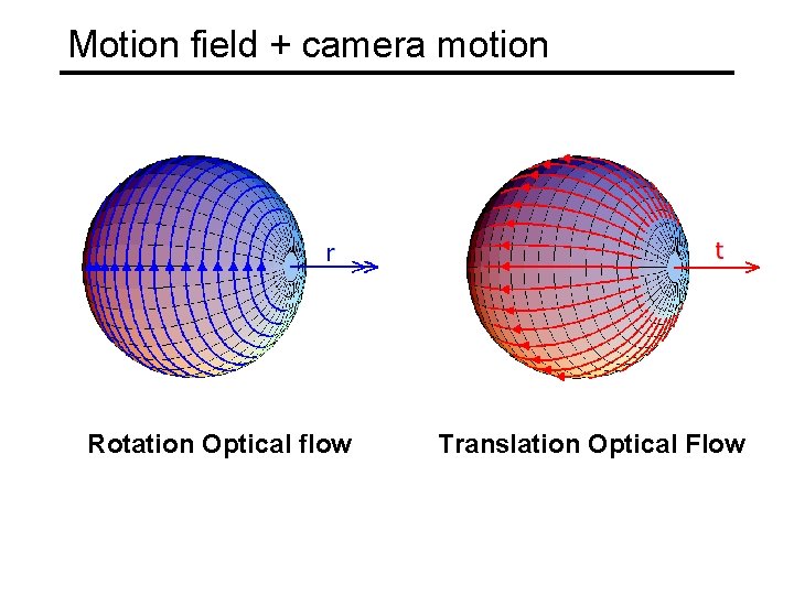 Motion field + camera motion Rotation Optical flow Translation Optical Flow 