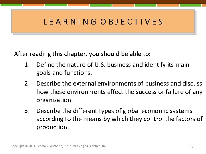 LEARNING OBJECTIVES After reading this chapter, you should be able to: 1. Define the