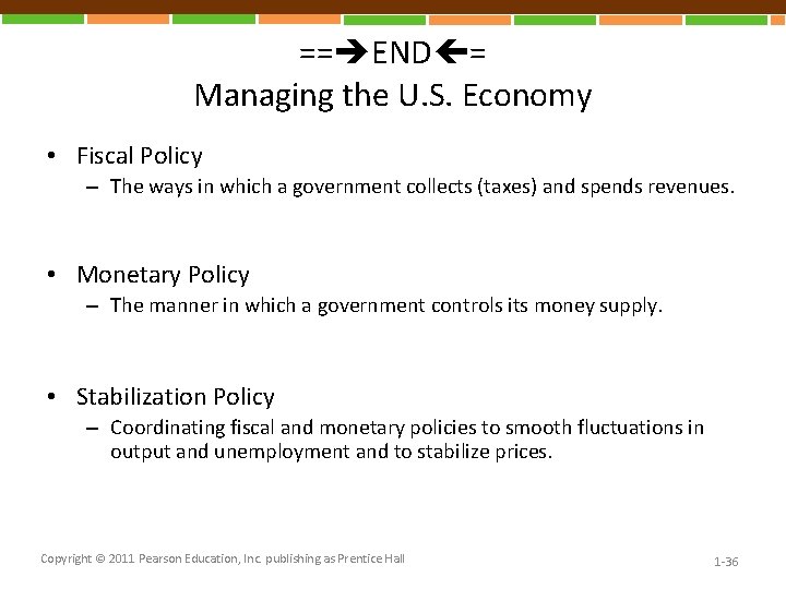 == END = Managing the U. S. Economy • Fiscal Policy – The ways