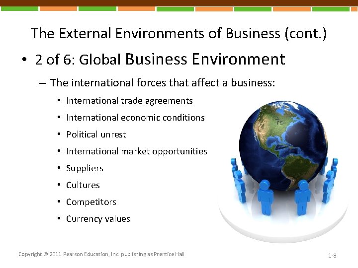 The External Environments of Business (cont. ) • 2 of 6: Global Business Environment