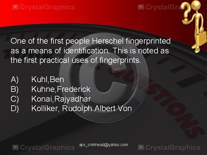 One of the first people Herschel fingerprinted as a means of identification. This is