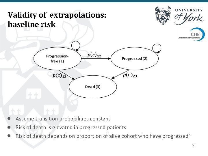 Validity of extrapolations: baseline risk ● Assume transition probabilities constant ● Risk of death