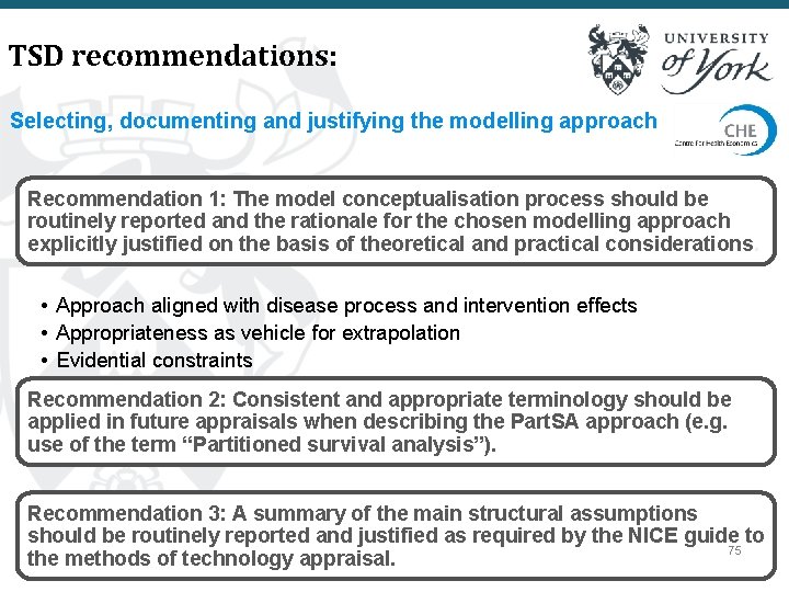TSD recommendations: Selecting, documenting and justifying the modelling approach Recommendation 1: The model conceptualisation
