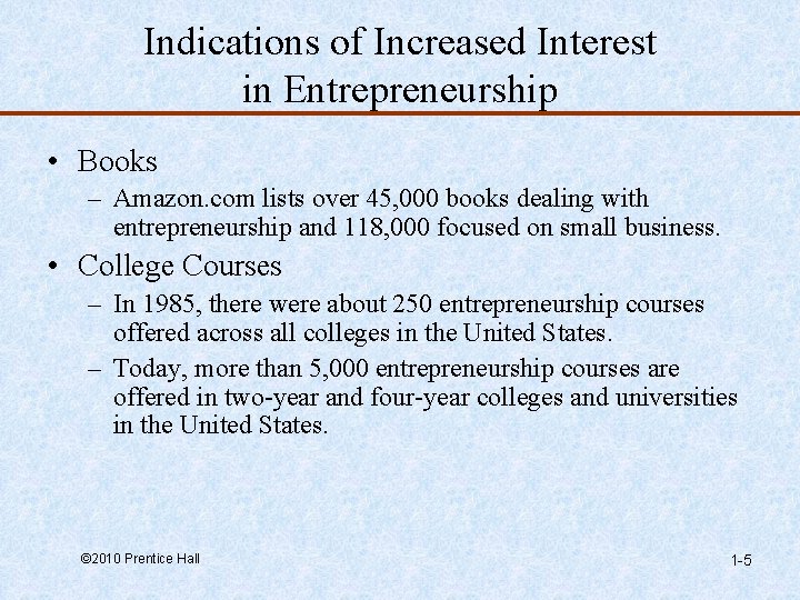 Indications of Increased Interest in Entrepreneurship • Books – Amazon. com lists over 45,