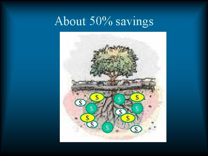 About 50% savings $ $ $ About 50% savings $ $ $
