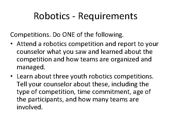 Robotics Merit Badge Team 975 Synergy Team 1541