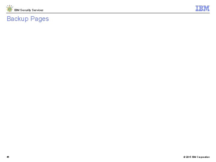 IBM Security Services Backup Pages 46 © 2015 IBM Corporation IBM Security Services Backup Pages 46 © 2015 IBM Corporation