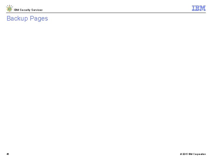 IBM Security Services Backup Pages 46 © 2015 IBM Corporation 
