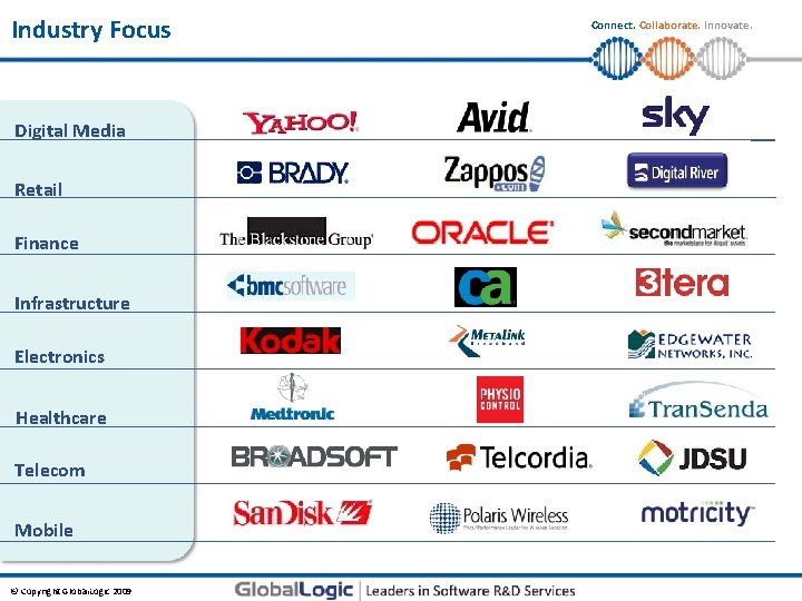 Industry Focus Digital Media Retail Finance Infrastructure Electronics Healthcare Telecom Mobile Copyright Global. Logic