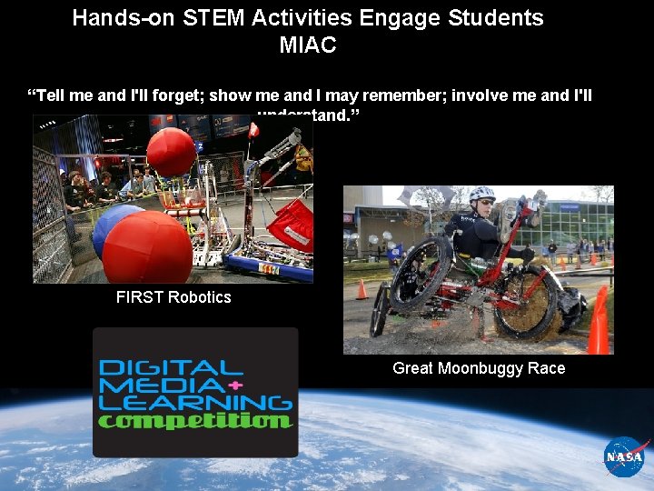 Hands-on STEM Activities Engage Students MIAC “Tell me and I'll forget; show me and