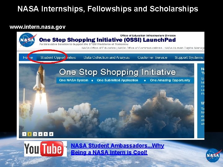 NASA Internships, Fellowships and Scholarships www. intern. nasa. gov NASA Student Ambassadors. . .