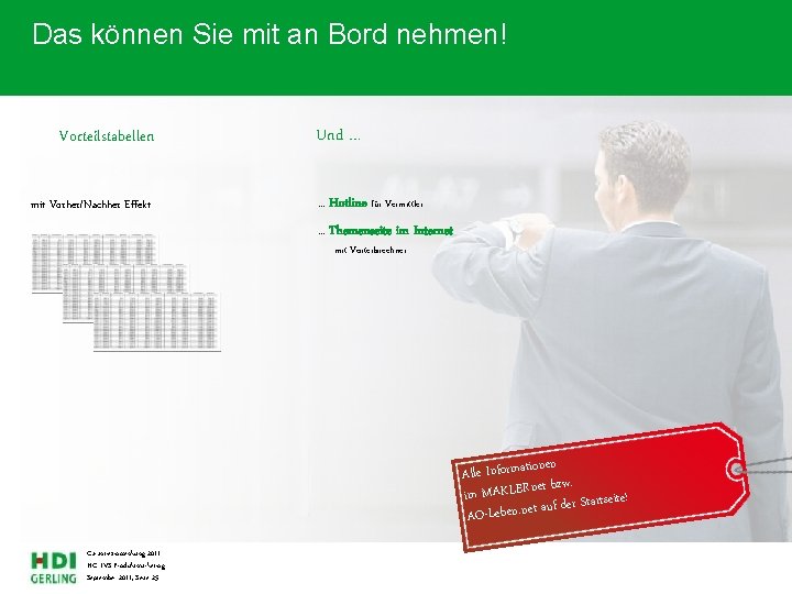 Das können Sie mit an Bord nehmen! Vorteilstabellen mit Vorher/Nachher Effekt Und … …