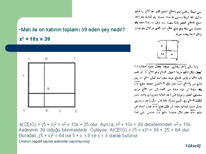  • Malı ile on katının toplamı 39 eden şey nedir? x 2 +