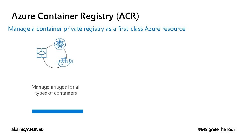 Azure Container Registry (ACR) Manage a container private registry as a first-class Azure resource