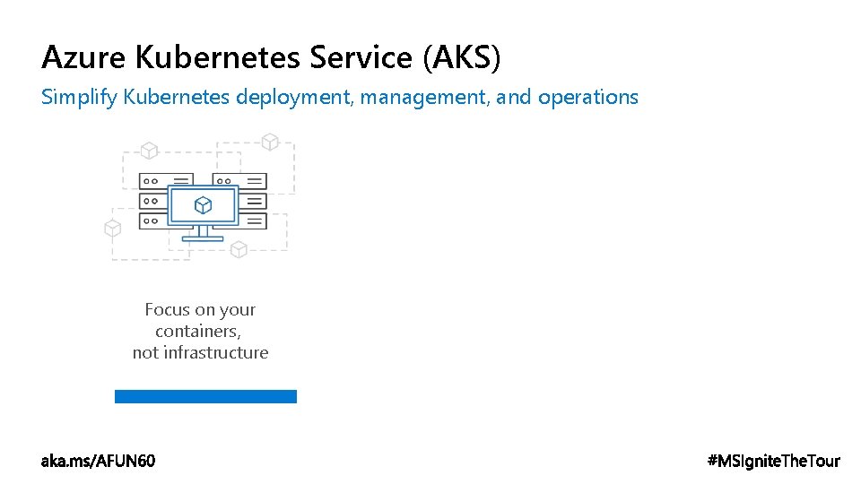 Azure Kubernetes Service (AKS) Simplify Kubernetes deployment, management, and operations Focus on your containers,