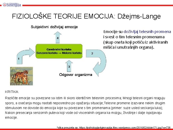 FIZIOLOŠKE TEORIJE EMOCIJA: Džejms-Lange Emocije su doživljaj telesnih promena i svest o tim telesnim