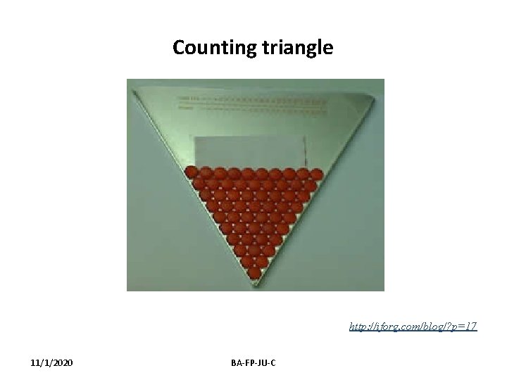 Counting triangle http: //iforg. com/blog/? p=17 11/1/2020 BA-FP-JU-C 