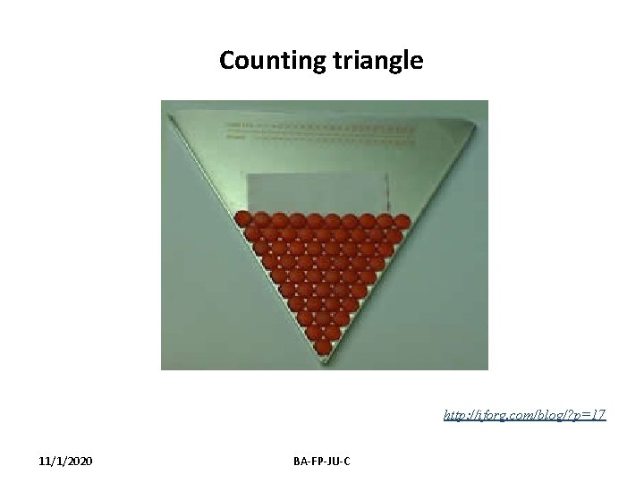 Counting triangle http: //iforg. com/blog/? p=17 11/1/2020 BA-FP-JU-C Counting triangle http: //iforg. com/blog/? p=17 11/1/2020 BA-FP-JU-C