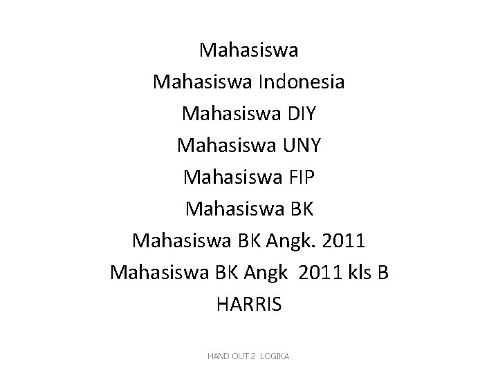 Mahasiswa Indonesia Mahasiswa DIY Mahasiswa UNY Mahasiswa FIP Mahasiswa BK Angk. 2011 Mahasiswa BK