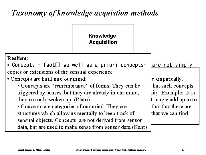 Taxonomy of knowledge acquistion methods Knowledge Acquisition Realism: • Concepts - fact� as well