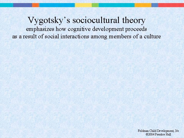 Vygotsky’s sociocultural theory emphasizes how cognitive development proceeds as a result of social interactions