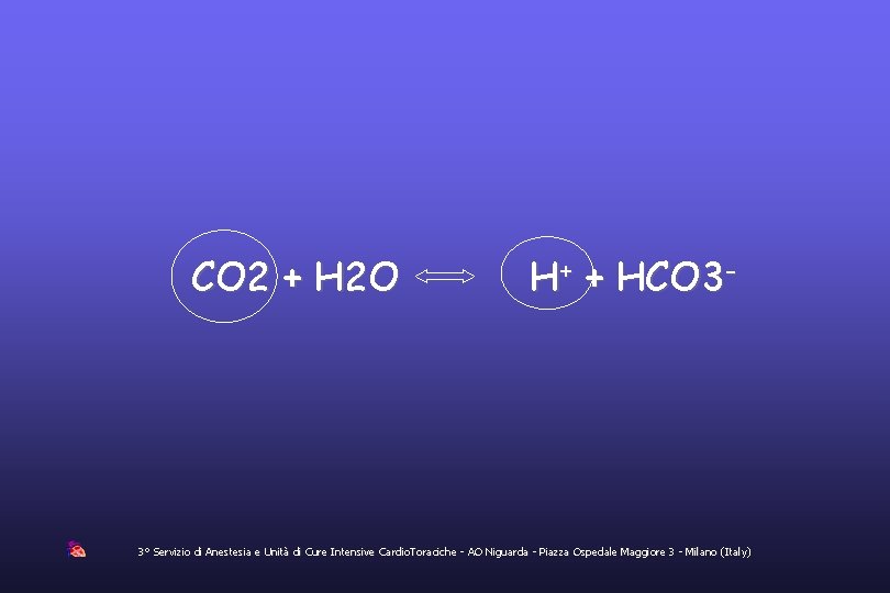 CO 2 + H 2 O H+ + HCO 3 - 3° Servizio di