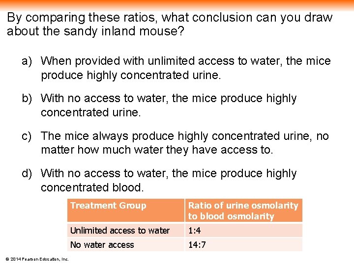 By comparing these ratios, what conclusion can you draw about the sandy inland mouse?