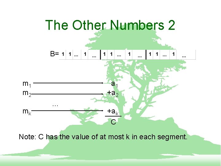 The Other Numbers 2 B= m 1 m 2 mk a 1 +a 2