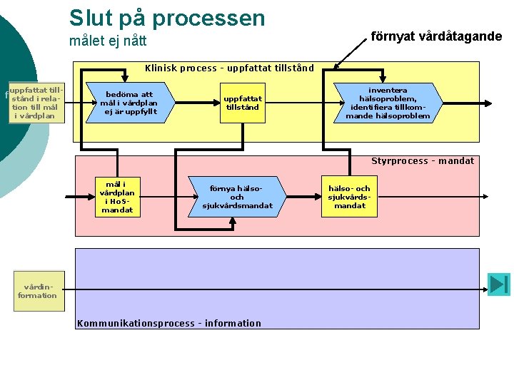 Slut på processen förnyat vårdåtagande målet ej nått Klinisk process - uppfattat tillstånd uppfattat