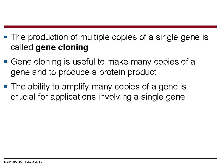 § The production of multiple copies of a single gene is called gene cloning