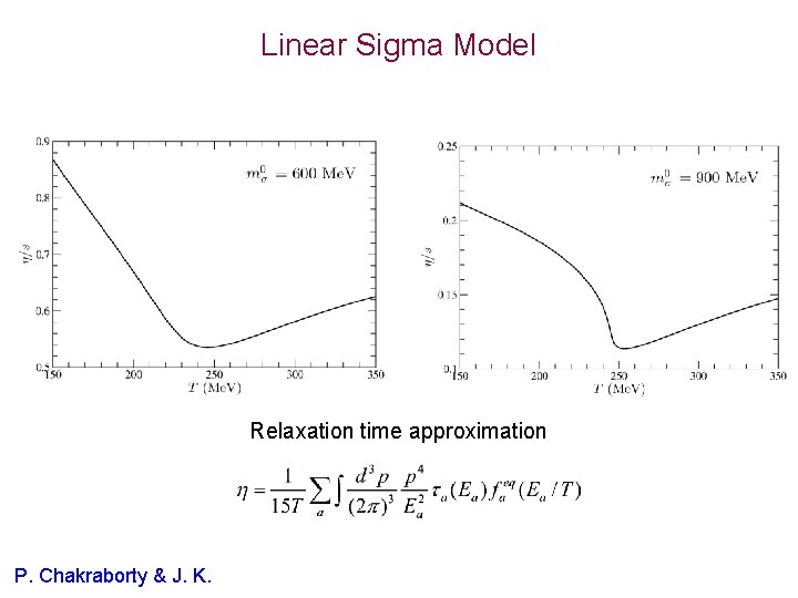 Linear Sigma Model Relaxation time approximation P. Chakraborty & J. K. 