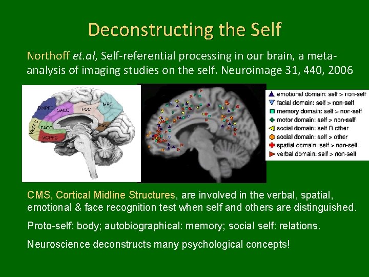 Deconstructing the Self Northoff et. al, Self-referential processing in our brain, a metaanalysis of