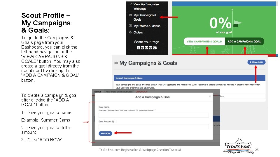 Scout Profile – My Campaigns & Goals: To get to the Campaigns & Goals