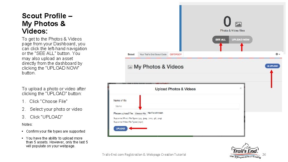 Scout Profile – My Photos & Videos: To get to the Photos & Videos