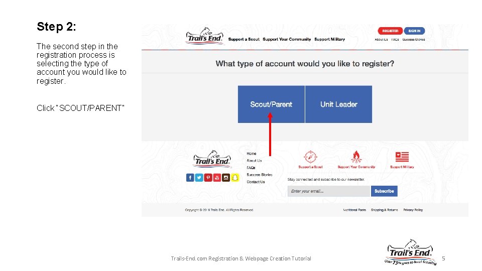 Step 2: The second step in the registration process is selecting the type of