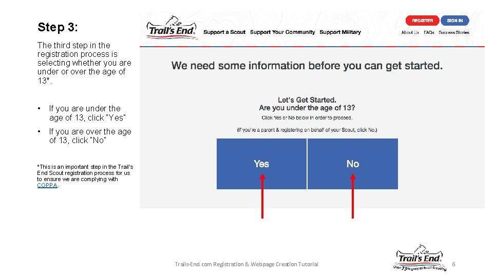 Step 3: The third step in the registration process is selecting whether you are