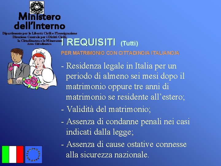 Ministero dell’Interno Dipartimento per le Libertà Civili e l’Immigrazione Direzione Centrale per i Diritti