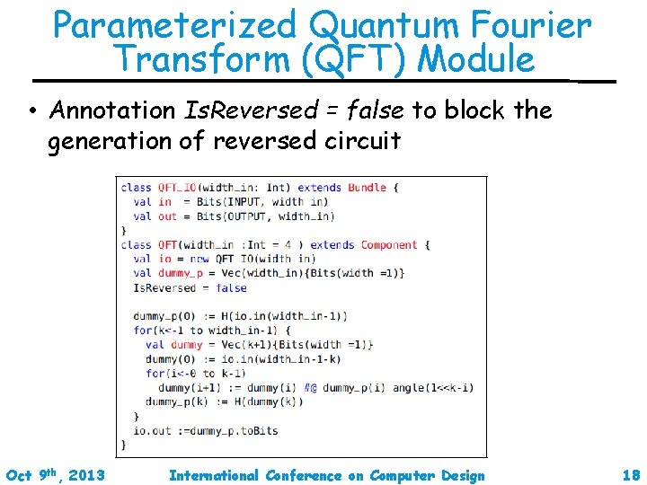 Parameterized Quantum Fourier Transform (QFT) Module • Annotation Is. Reversed = false to block