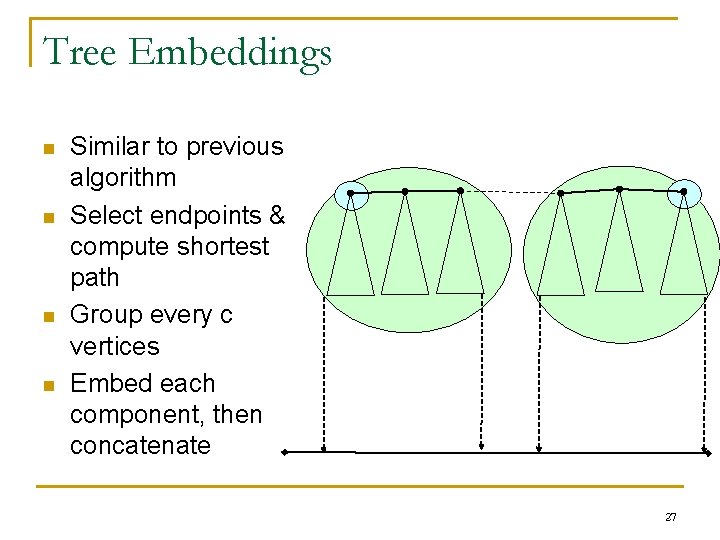 Tree Embeddings n n Similar to previous algorithm Select endpoints & compute shortest path