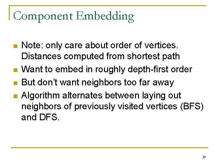 Component Embedding n n Note: only care about order of vertices. Distances computed from