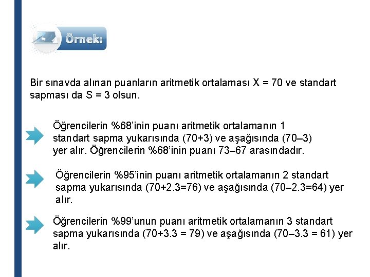 Bir sınavda alınan puanların aritmetik ortalaması X = 70 ve standart sapması da S