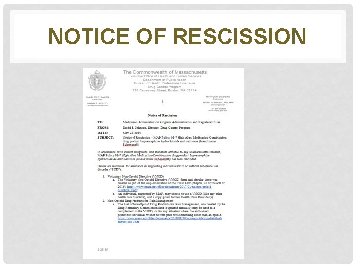 NOTICE OF RESCISSION 